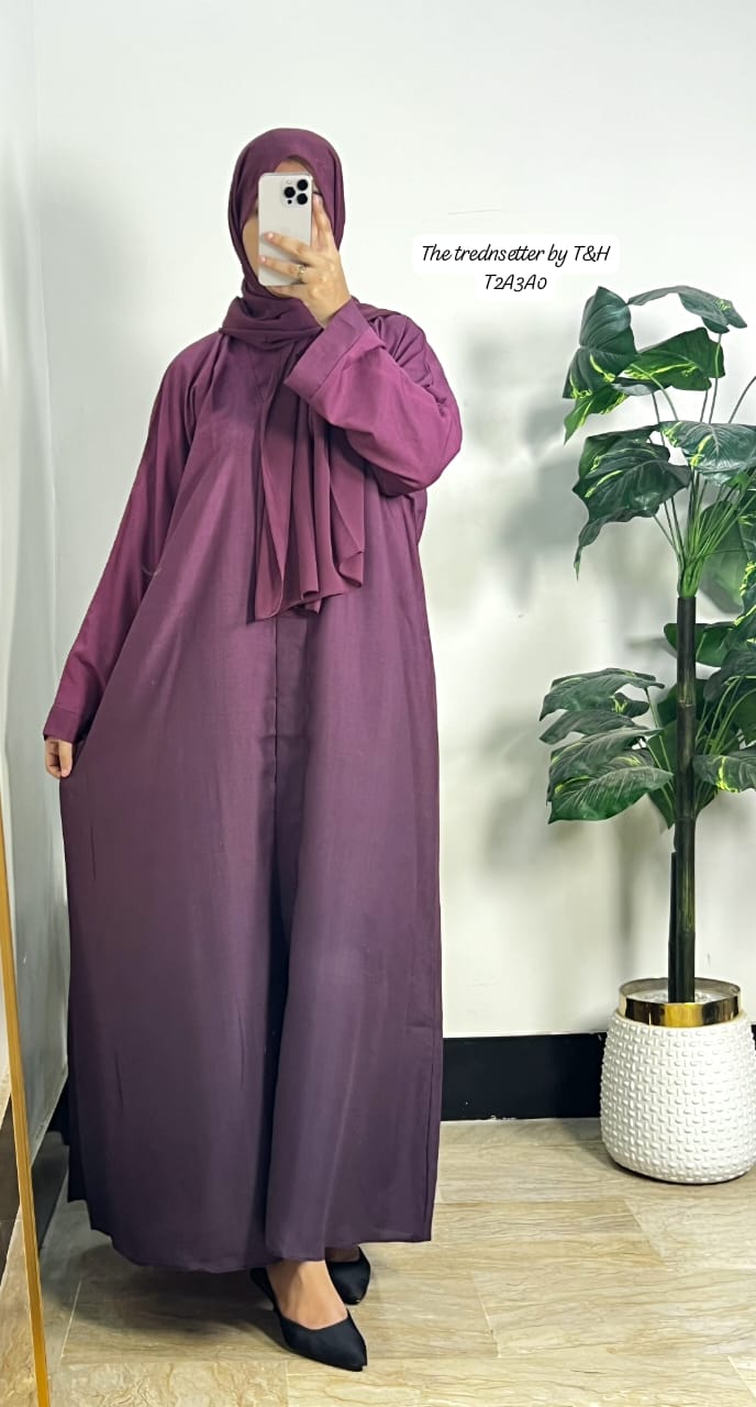 Dual Tone Abaya Dress with Matching Hijab – Elegant Loose-Fit Khimar Style | Modest Fashion UAE & KSA