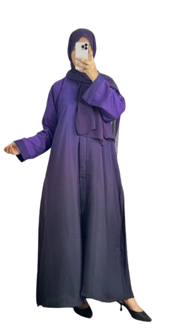 Dual Tone Abaya Dress with Matching Hijab – Elegant Loose-Fit Khimar Style | Modest Fashion UAE & KSA