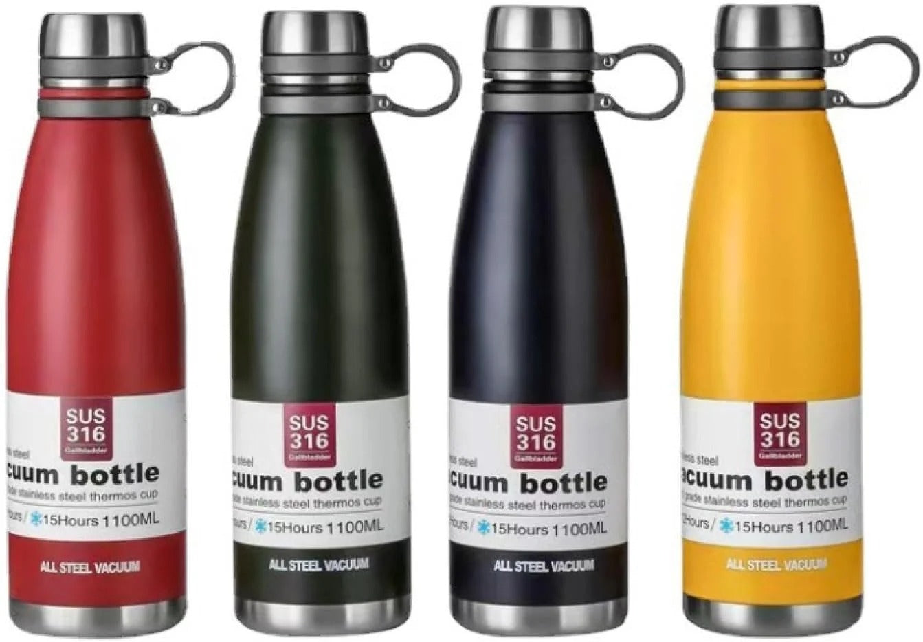 SUS 316 Stainless Steel Vacuum Bottle β 1100ml Thermos Flask | Hot & Cold Insulated Water Bottle β Leak-Proof & Durable
