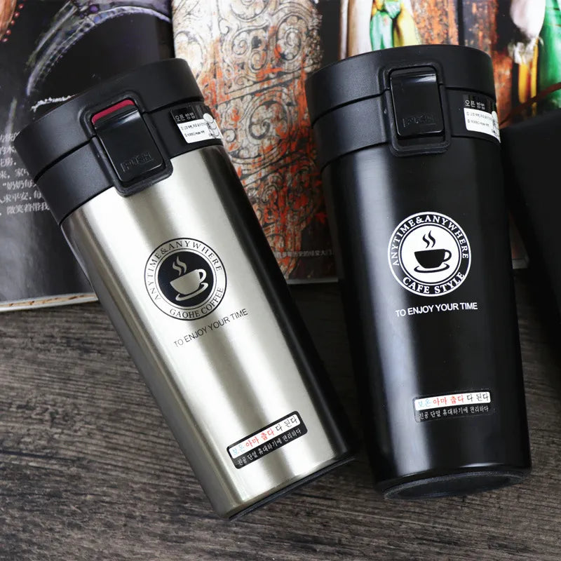 Stainless Steel Travel Coffee Mug – Leak-Proof Vacuum Insulated Thermos (380ml)