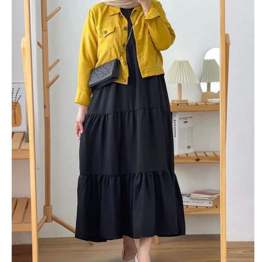 Frock+Jacket Duo- black/mustard the-stylefits