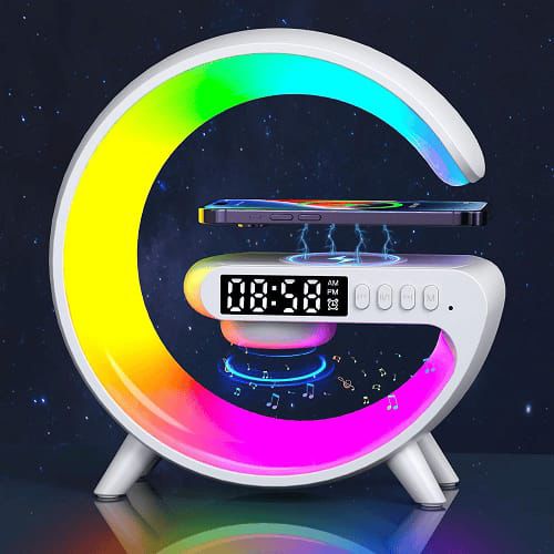GalaxyGlow™ 4-in-1 Smart Clock – Wireless Charger + Bluetooth Speaker + RGB Lamp