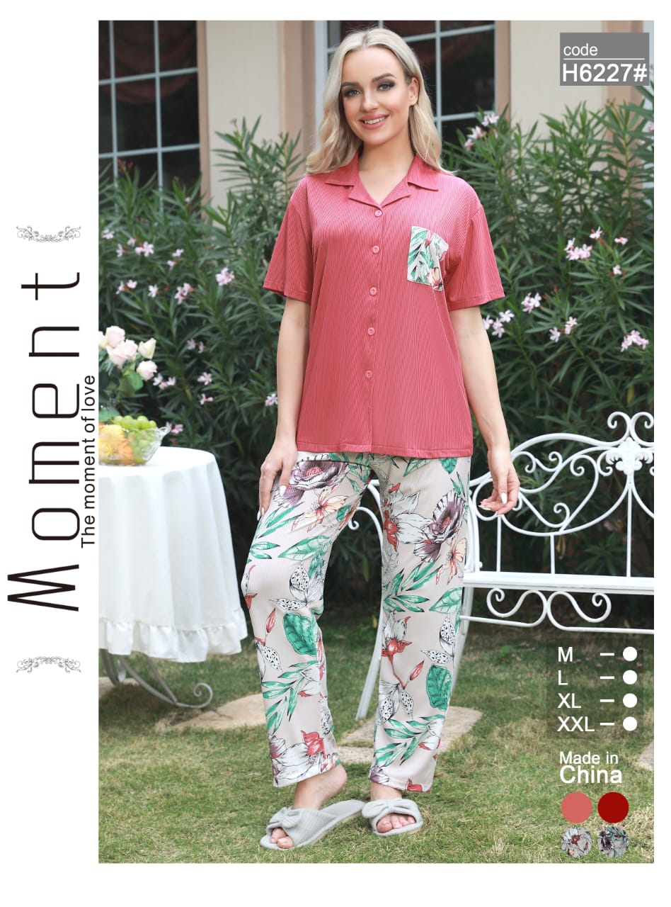 Women’s Cotton Night Suit Set – Printed T-Shirt & Pajama with Pocket | Soft Loungewear & Sleepwear SixtyOneShop