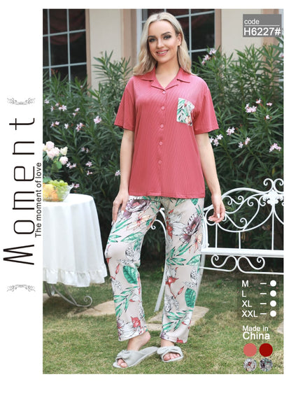 Women’s Cotton Night Suit Set – Printed T-Shirt & Pajama with Pocket | Soft Loungewear & Sleepwear SixtyOneShop