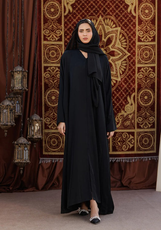 Classic Black Abaya with Flowing Silhouette