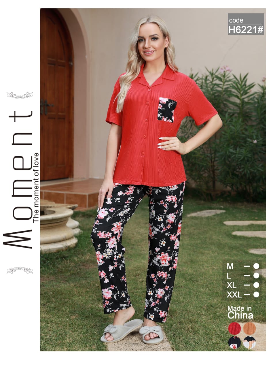 Women’s Cotton Night Suit Set – Printed T-Shirt & Pajama with Pocket | Soft Loungewear & Sleepwear SixtyOneShop
