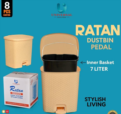 7L Rattan Design Pedal Dustbin with Inner Basket – Universal Home Ware