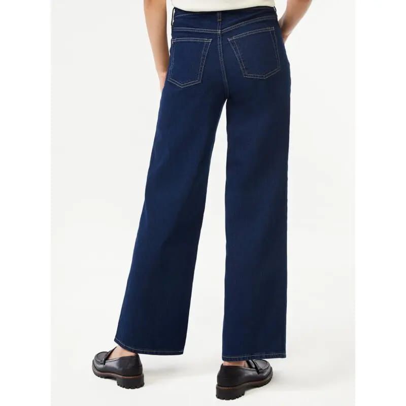 Women's High-Waisted Wide Leg Dark Blue Jeans | Relaxed Fit Denim Pants SixtyOneShop