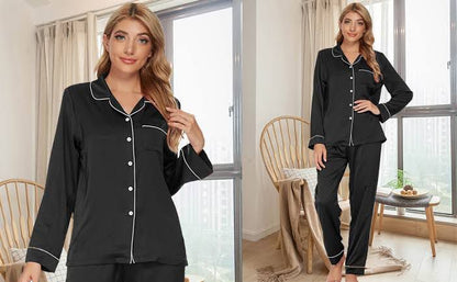 Silky Nights Premium Imported Silk Pyjama Set – 2-Piece Shirt & Trouser | Free Size | Made in Turkey SixtyOneShop