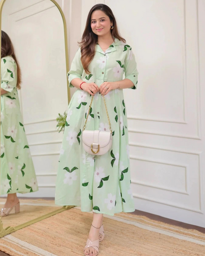 Maisha Mint Green A-Line Dress Wariza