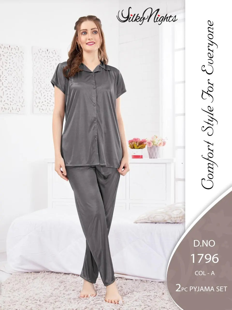 SilkyNights Women's Satin 2-Piece Pyjama Set SixtyOneShop