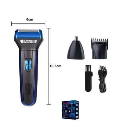 3-in-1 Electric Shaver & Grooming Kit – USB Rechargeable | Kemei KM Series