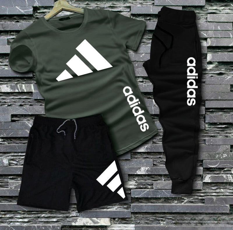 Kids 3-Piece Adidas-Inspired Set – T-Shirt, Shorts & Joggers | Casual Sportswear
