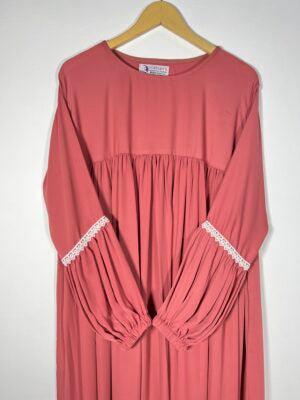 Mauve Pink Lace Sleeves Maxi Abaya
