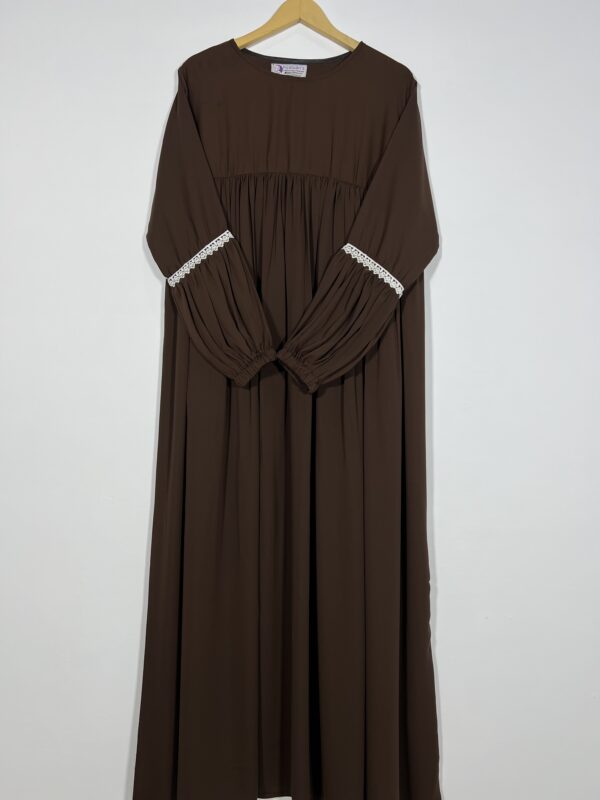 Ash Brown Lace Sleeves Maxi Abaya