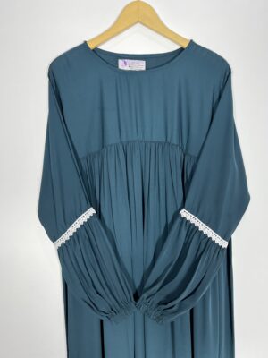 Teal Lace Sleeves Maxi Abaya