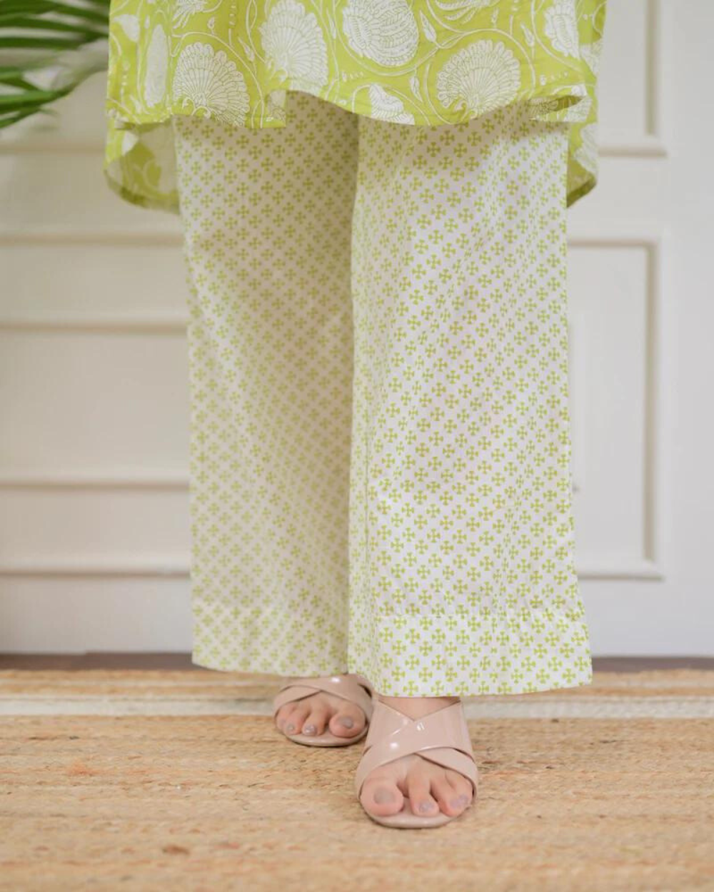 Parrot Green Floral Cotton Co-ord Wariza