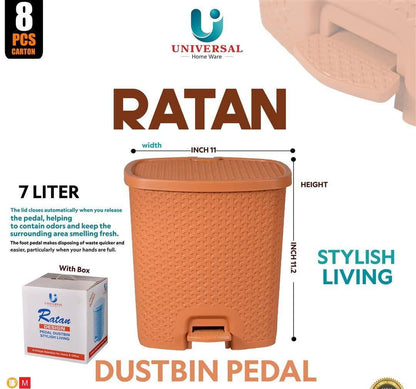 7L Rattan Design Pedal Dustbin with Inner Basket – Universal Home Ware