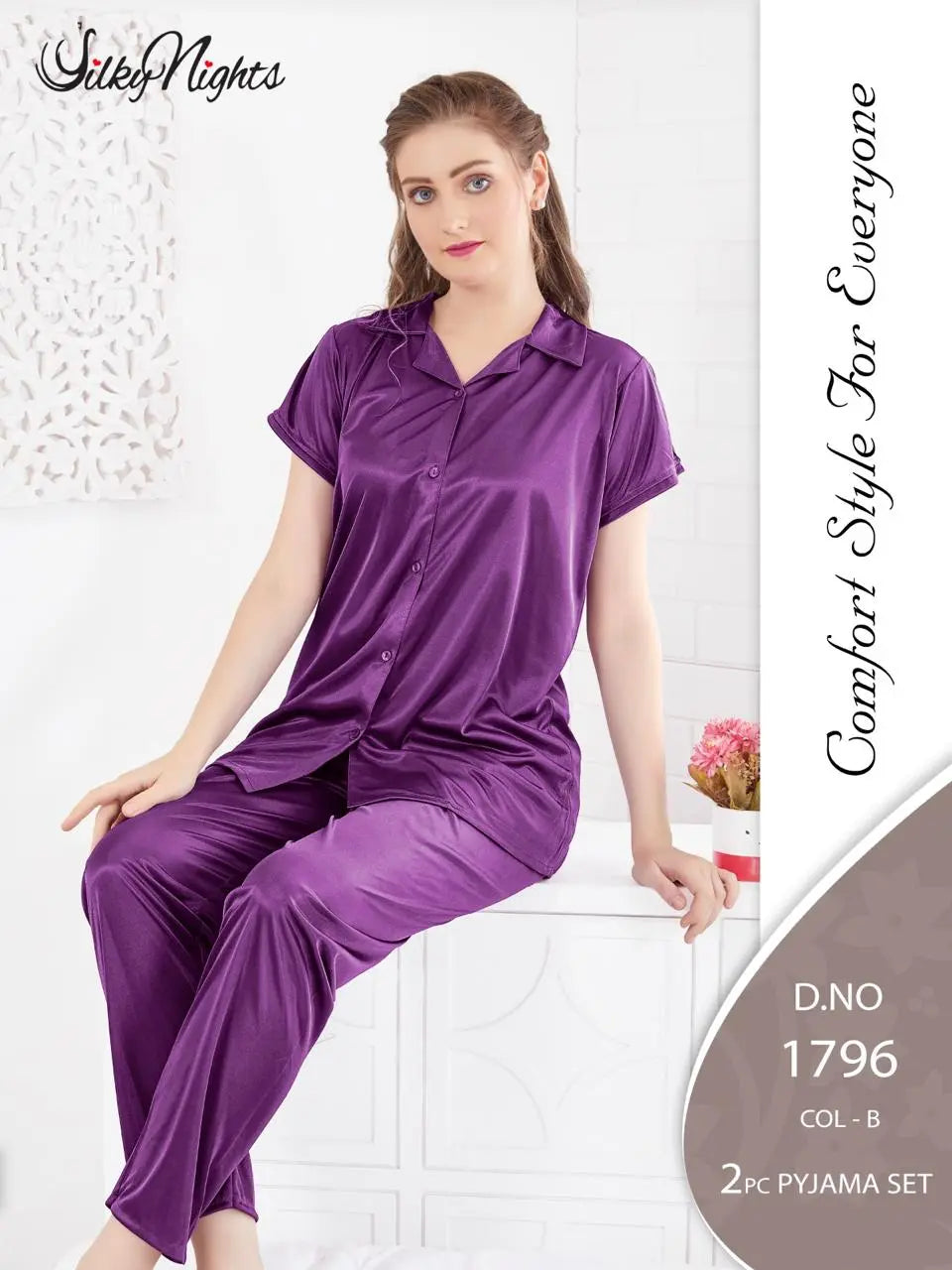 SilkyNights Women's Satin 2-Piece Pyjama Set SixtyOneShop