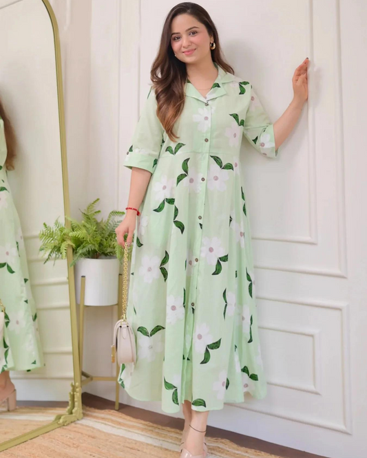 Maisha Mint Green A-Line Dress Wariza