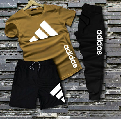 Kids 3-Piece Adidas-Inspired Set – T-Shirt, Shorts & Joggers | Casual Sportswear