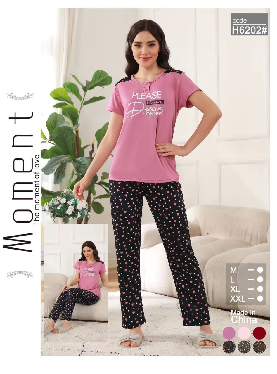 Women’s Cotton Night Suit Set – Printed T-Shirt & Pajama with Pocket | Soft Loungewear & Sleepwear SixtyOneShop