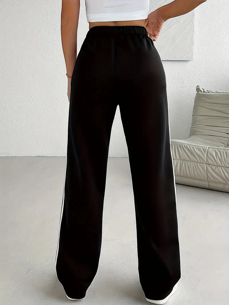 Double Striped Straight Leg Pants the-stylefits
