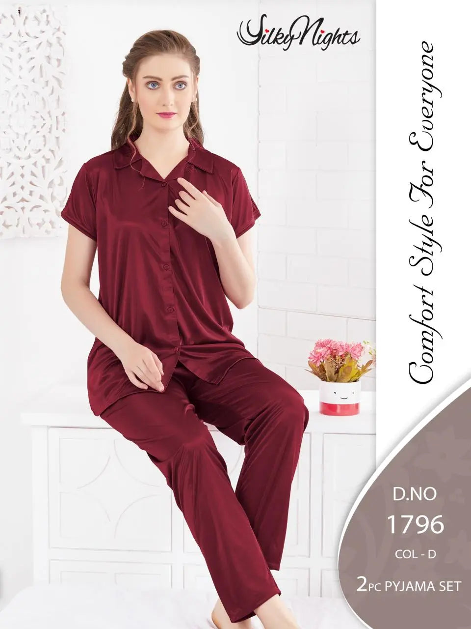SilkyNights Women's Satin 2-Piece Pyjama Set SixtyOneShop