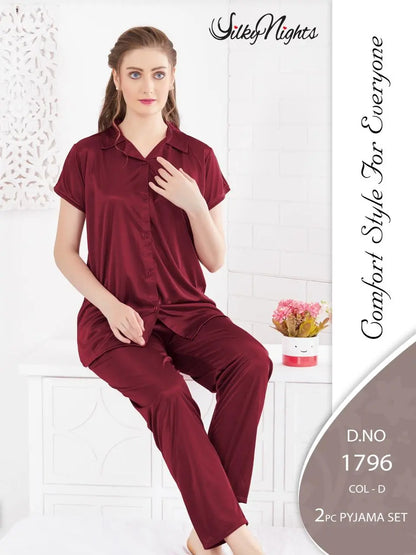 SilkyNights Women's Satin 2-Piece Pyjama Set SixtyOneShop