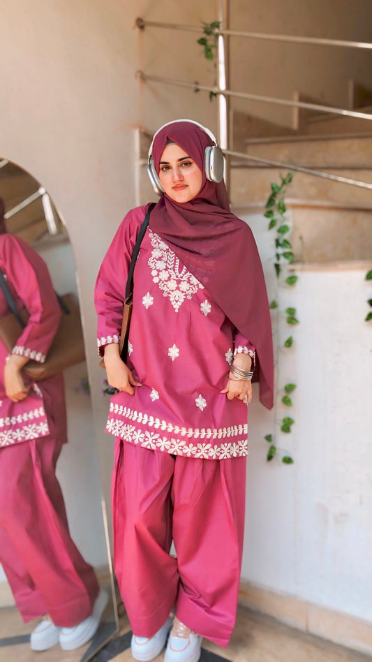 Embroidered Kurti + Shalwar Set the-stylefits