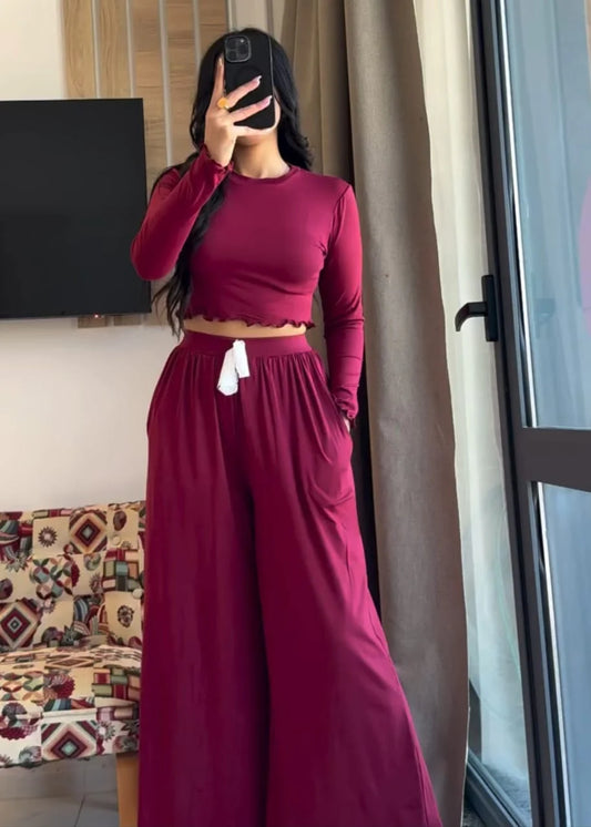 Breeze Flow Women’s Summer Wide-Leg Loungewear Set – 2 Piece