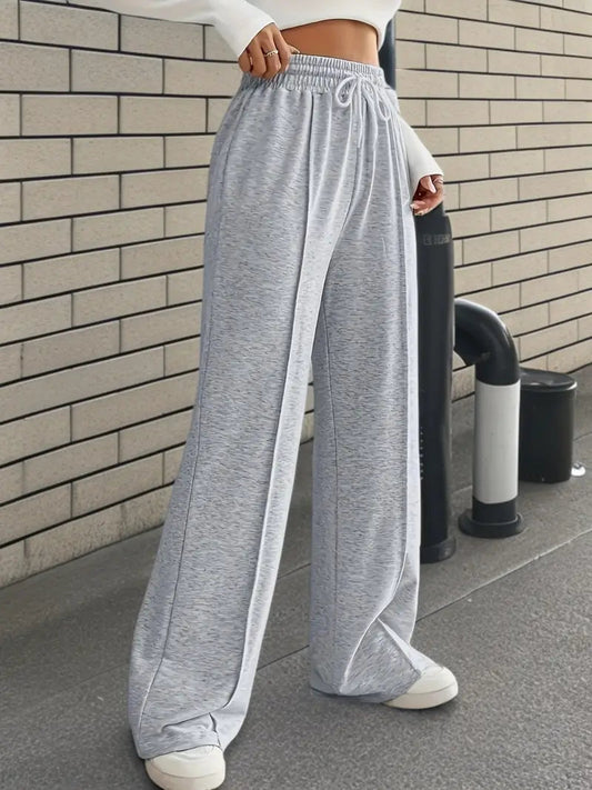High-Waist Seam Front Wide-Leg Lounge Pants the-stylefits