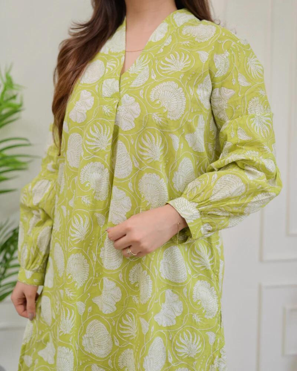 Parrot Green Floral Cotton Co-ord Wariza