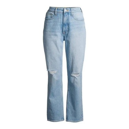 Vintage Ripped Straight-Leg Jeans – Ice Blue SixtyOneShop