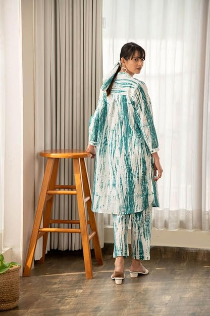 LookMark Women's Printed Cotton Blend Straight Kurta Pant Set Wariza