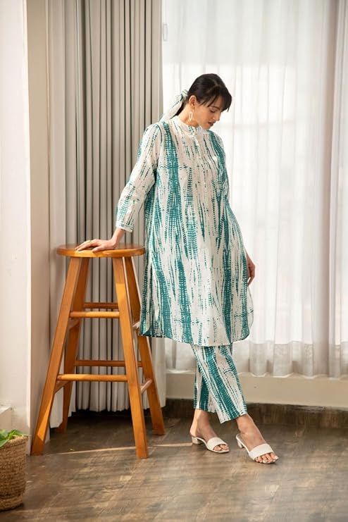LookMark Women's Printed Cotton Blend Straight Kurta Pant Set Wariza
