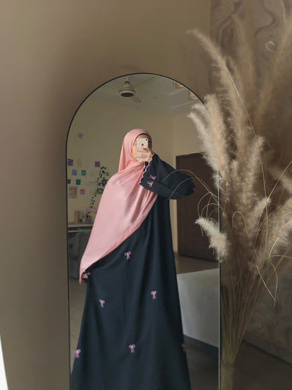 Twill - Bow Abaya in Black the-stylefits