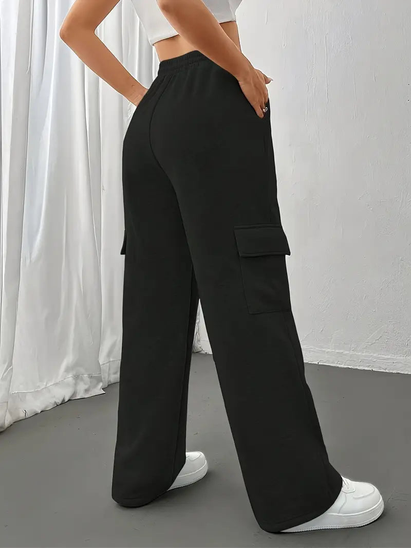 Double Pocket Cargo Trousers - Black