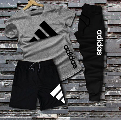 Kids 3-Piece Adidas-Inspired Set – T-Shirt, Shorts & Joggers | Casual Sportswear