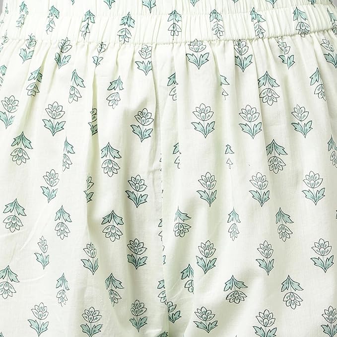 Women's Mint Green Pure Cotton A-line Kurta with Pant Wariza