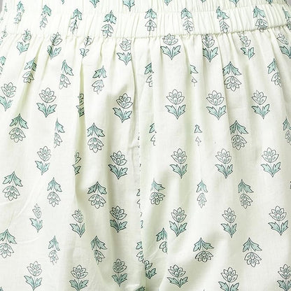 Women's Mint Green Pure Cotton A-line Kurta with Pant Wariza