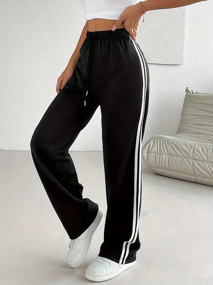 Double Striped Straight Leg Pants the-stylefits