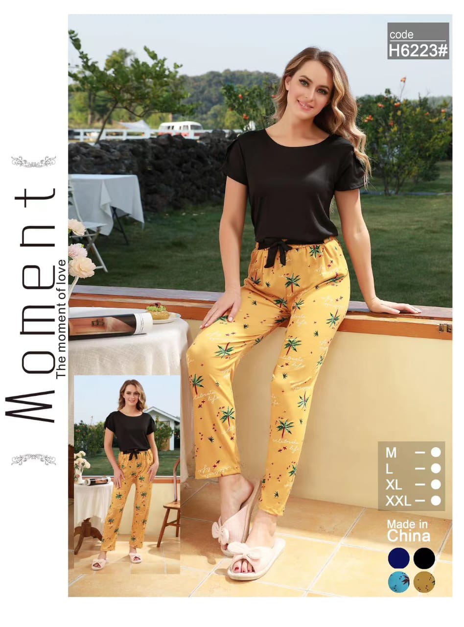Women’s Cotton Night Suit Set – Printed T-Shirt & Pajama with Pocket | Soft Loungewear & Sleepwear SixtyOneShop