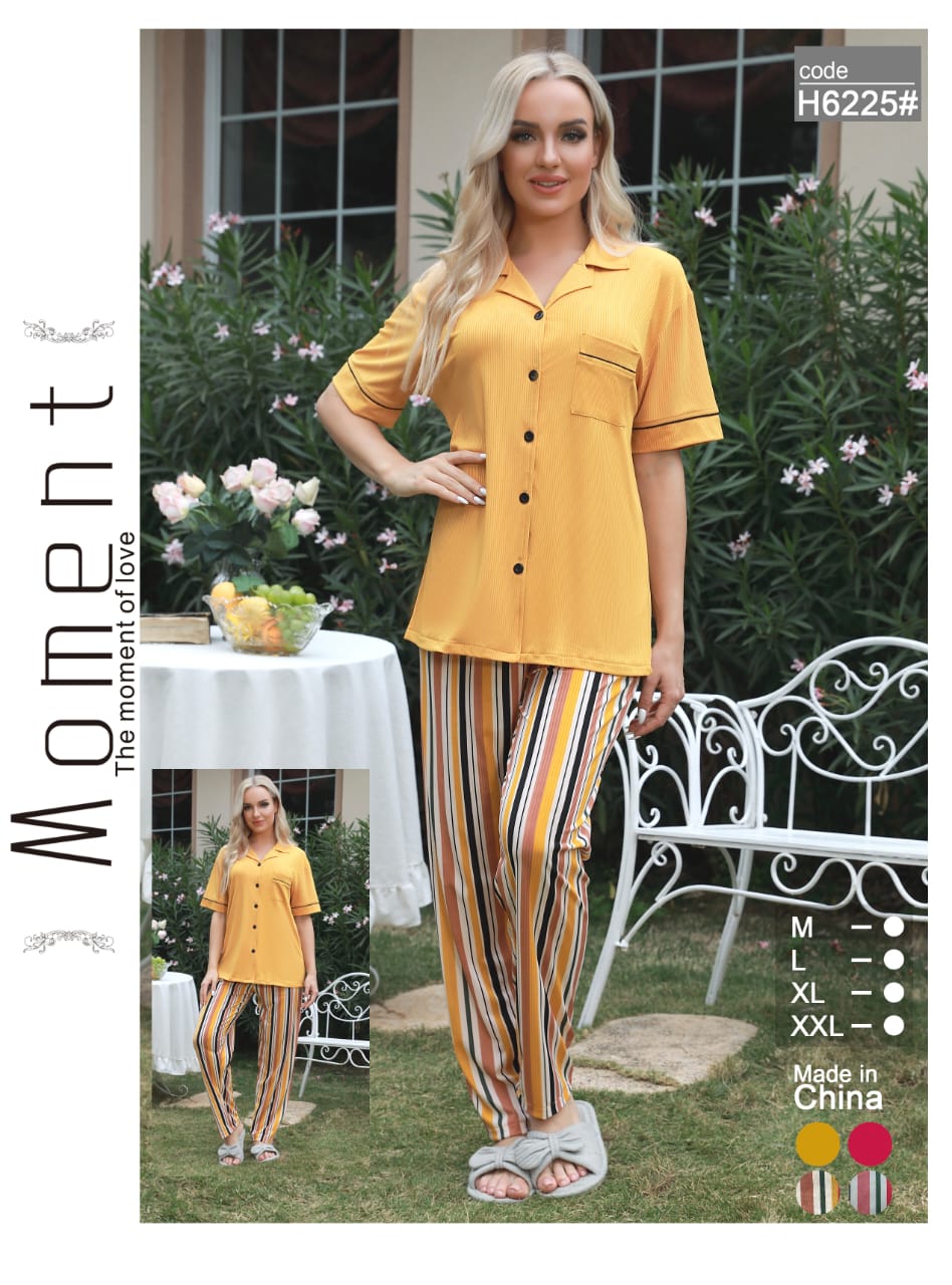 Women’s 3-Piece Cotton Loungewear Set – Striped Robe, Shorts & Printed Tank Top | Stylish Sleepwear & Homewear SixtyOneShop