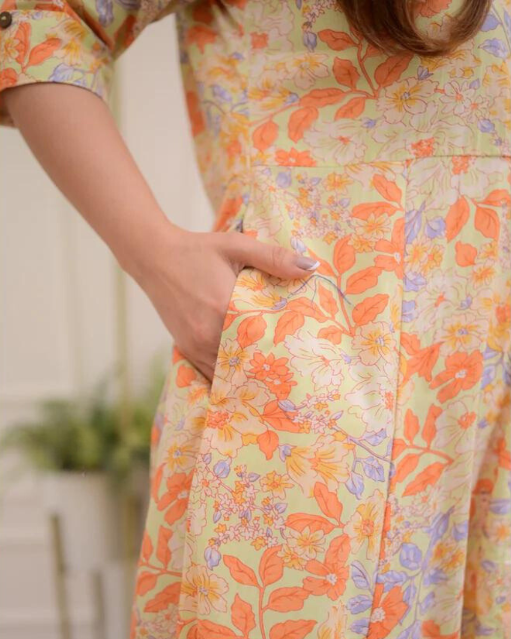 Floral Cotton A Line Dress Wariza