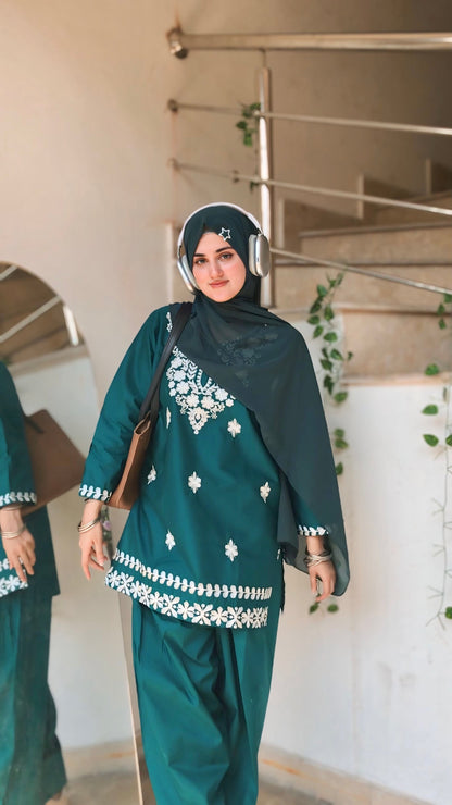 Embroidered Kurti + Shalwar Set the-stylefits