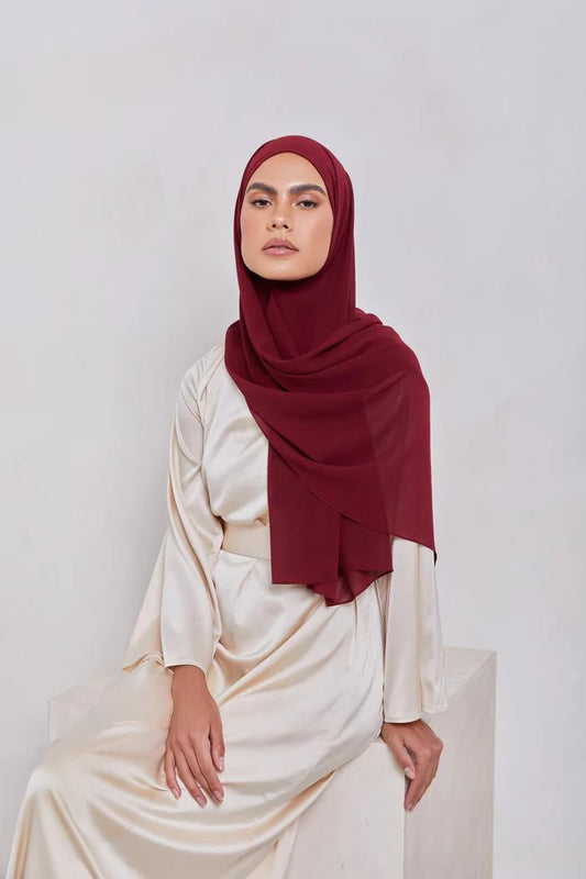 Essential Chiffon Hijab - Burgundy the-stylefits
