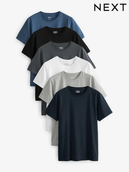 Men’s Premium Cotton T-Shirt Pack – Set of 7 Solid Crew Neck Tees (NEXT)