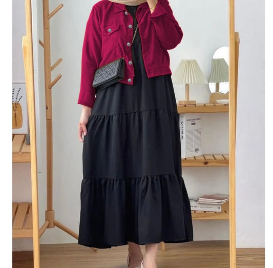 Frock+Jacket Duo- maroon/black the-stylefits