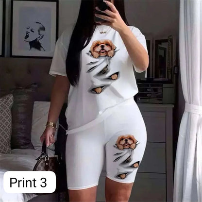 Women’s 2-Piece Summer Nightwear Set – Printed Top & Shorts
